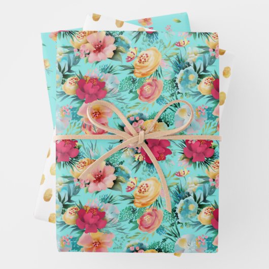 Farbiger türkisfarbener Glitzer Geschenkpapier Set (Beispiel)