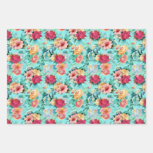 Farbiger türkisfarbener Glitzer Geschenkpapier Set (Vorderseite)