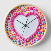 Farbiger und niedlicher niedlicher Herzrosa-Farbkr Uhr (Vorderseite)