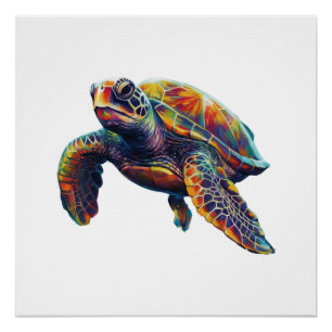Farbiger Unterwasser-Seeschildkröten-Traum schön Poster