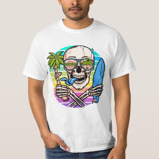 Farbiger Urlaubskull T-Shirt (Vorderseite)