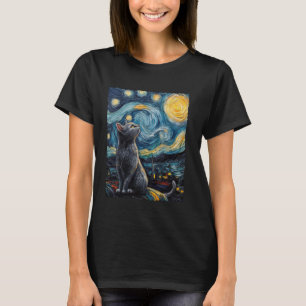 Farbiger Van Gogh Sternennacht-Kater T-Shirt
