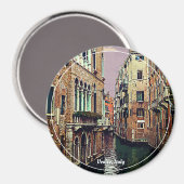 Farbiger Venedig Kanal mit Häusern im Wasser. Ital Magnet (Vorderseite/Rückseite)