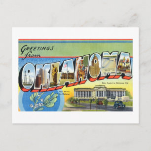 Farbiger Vintage-Gruß aus Oklahoma-Plakat Postkarte
