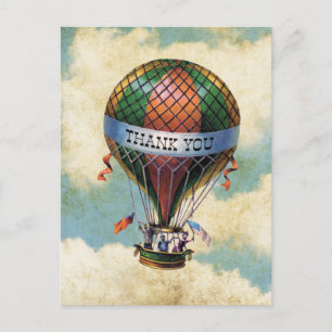 Farbiger Vintage-Heißluftballon Danke Postkarte