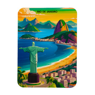 Farbiger Vintage Rio de Janeiro Cristo Redentor Magnet