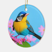 Farbiger Vogel auf blühender Zweigstelle Keramik Ornament (Links)