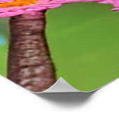 Farbiger Vogel auf blühender Zweigstelle Poster (Ecke)