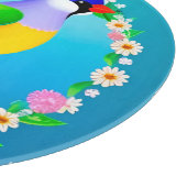 Farbiger Vogel auf Zweig Gerahmt mit Blume Schneidebrett (Ecke)