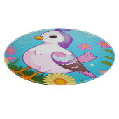 Farbiger Vogel auf Zweig Gerahmt mit Blume Schneidebrett (Ecke)