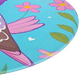 Farbiger Vogel auf Zweig Gerahmt mit Blume Schneidebrett (Ecke)