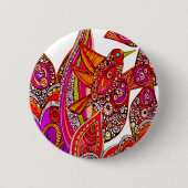 Farbiger Vogel des Paradieses, weißer Knopf Button (Vorderseite)