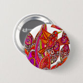 Farbiger Vogel des Paradieses, weißer Knopf Button (Vorne & Hinten)
