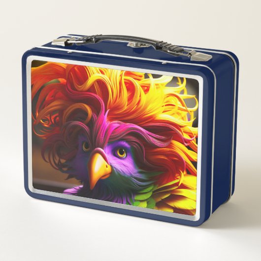 Farbiger Vogel Metall Brotdose (Rückseite)