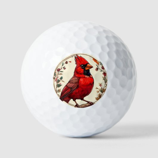 Farbiger Vogel mit Blumenrahmen Golfball (Vorderseite)