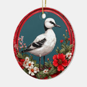 Farbiger Vogel mit Blumenrahmen Keramik Ornament (Links)