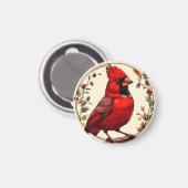 Farbiger Vogel mit Blumenrahmen Magnet (Vorderseite/Rückseite)