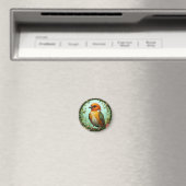Farbiger Vogel mit Blumenrahmen Magnet (In Situ (Geschirrspüler))