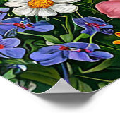 Farbiger Vogel mit Blumenrahmen Poster (Ecke)