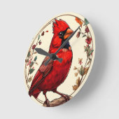 Farbiger Vogel mit Blumenrahmen Runde Wanduhr (Winkel)