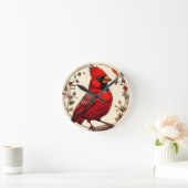 Farbiger Vogel mit Blumenrahmen Runde Wanduhr (Zuhause)