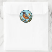 Farbiger Vogel mit Blumenrahmen Runder Aufkleber (Tasche)