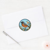 Farbiger Vogel mit Blumenrahmen Runder Aufkleber (Umschlag)