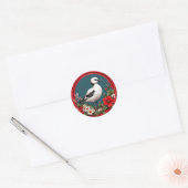 Farbiger Vogel mit Blumenrahmen Runder Aufkleber (Umschlag)