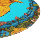 Farbiger Vogel mit Blumenrahmen Schneidebrett (Ecke)