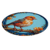 Farbiger Vogel mit Blumenrahmen Schneidebrett (Ecke)