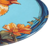 Farbiger Vogel mit Blumenrahmen Schneidebrett (Ecke)
