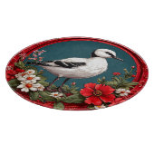 Farbiger Vogel mit Blumenrahmen Schneidebrett (Ecke)