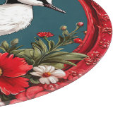 Farbiger Vogel mit Blumenrahmen Schneidebrett (Ecke)