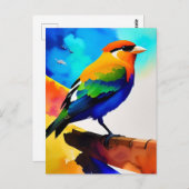 Farbiger Vogel Postkarte (Vorne/Hinten)