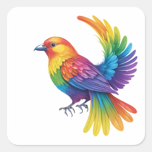Farbiger Vogel Quadratischer Aufkleber (Vorderseite)
