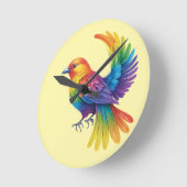 Farbiger Vogel Runde Wanduhr (Winkel)
