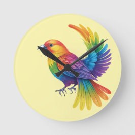 Farbiger Vogel Runde Wanduhr