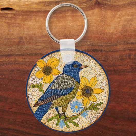 Farbiger Vogel Schlüsselanhänger (Vorderseite)