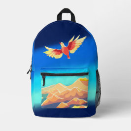 Farbiger Vogel über den Bergen Bedruckter Rucksack