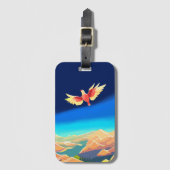 Farbiger Vogel über den Bergen Gepäckanhänger (Vorderseite Vertikal)