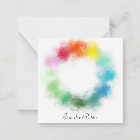 Farbiger Vorlagenbenutzerdefinierter Handskriptnam Mitteilungskarte (Vorderseite)