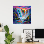 Farbiger Wasserfall - Impasto-Stil Poster (Heimbüro)