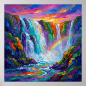 Farbiger Wasserfall - Impasto-Stil Poster (Vorne)