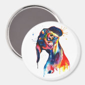 Farbiger Wasserfarben-Dachshund-Magnet Magnet (Vorderseite/Rückseite)