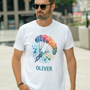 Farbiger Wasserfarben-Fallschirmspringer Personali T-Shirt