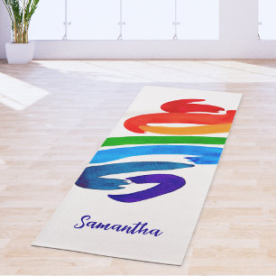 Farbiger Wasserfarben-Name-Monogramm Yogamatte