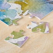 Farbiger Wasserfarbenschmetterling Blumenmuster Puzzle (Seite)