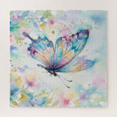 Farbiger Wasserfarbenschmetterling Blumenmuster Puzzle (Horizontal)