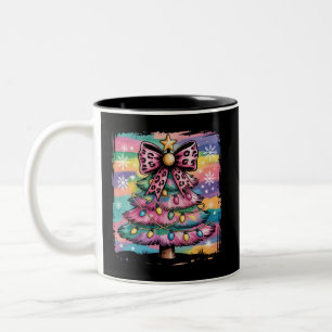 Farbiger Weihnachtsbaum Coquette Preppy Rosa Weibl Zweifarbige Tasse