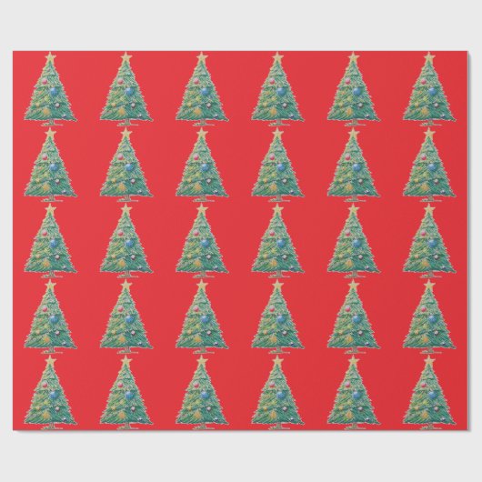 Farbiger Weihnachtsbaum Geschenkpapier (Flach)